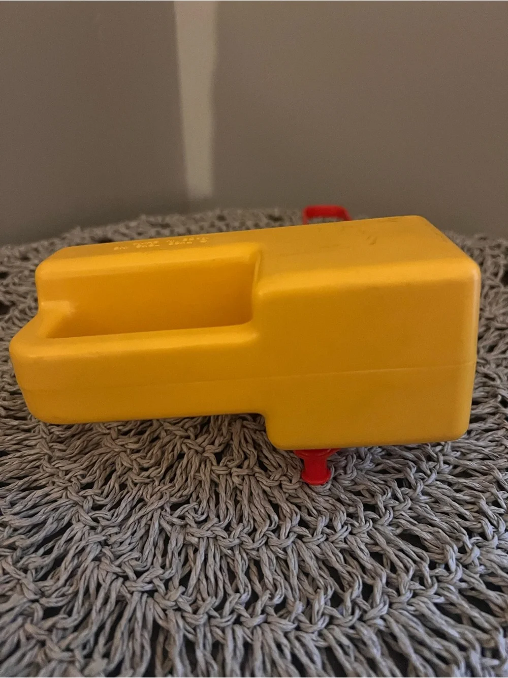 Yellow and Red Handheld Kids Toy Mixer - kitchen egg beater vintage